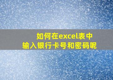 如何在excel表中输入银行卡号和密码呢