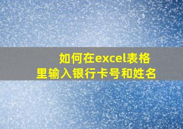 如何在excel表格里输入银行卡号和姓名