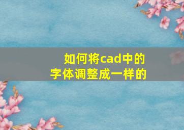 如何将cad中的字体调整成一样的