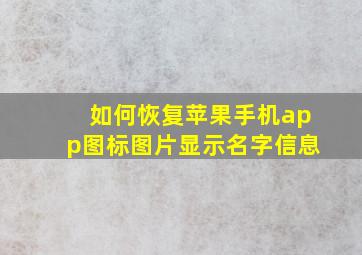 如何恢复苹果手机app图标图片显示名字信息