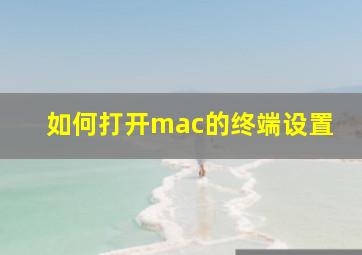 如何打开mac的终端设置