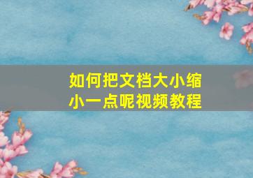 如何把文档大小缩小一点呢视频教程