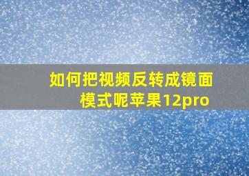 如何把视频反转成镜面模式呢苹果12pro