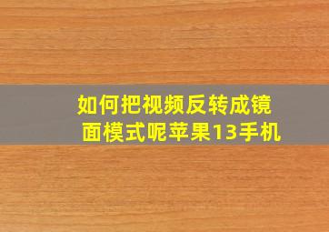 如何把视频反转成镜面模式呢苹果13手机