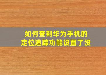 如何查到华为手机的定位追踪功能设置了没