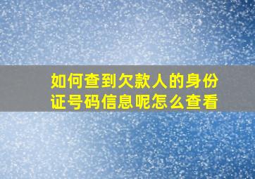 如何查到欠款人的身份证号码信息呢怎么查看