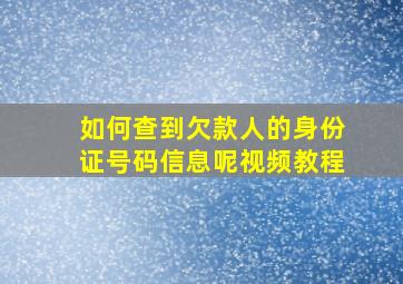 如何查到欠款人的身份证号码信息呢视频教程