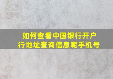 如何查看中国银行开户行地址查询信息呢手机号