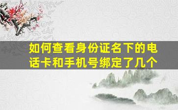 如何查看身份证名下的电话卡和手机号绑定了几个