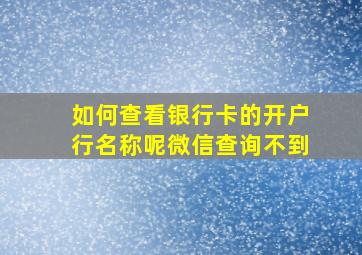 如何查看银行卡的开户行名称呢微信查询不到