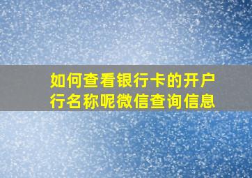 如何查看银行卡的开户行名称呢微信查询信息