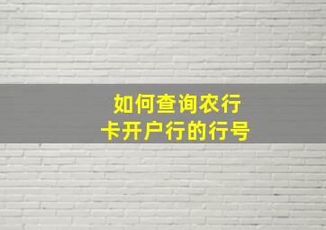 如何查询农行卡开户行的行号