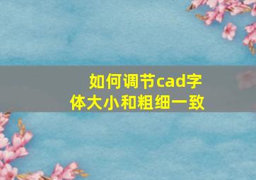 如何调节cad字体大小和粗细一致