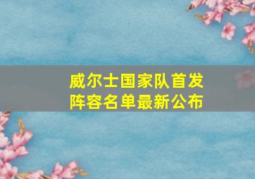 威尔士国家队首发阵容名单最新公布