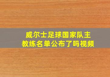 威尔士足球国家队主教练名单公布了吗视频