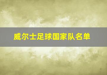 威尔士足球国家队名单