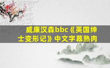 威廉汉森bbc《英国绅士变形记》中文字幕熟肉