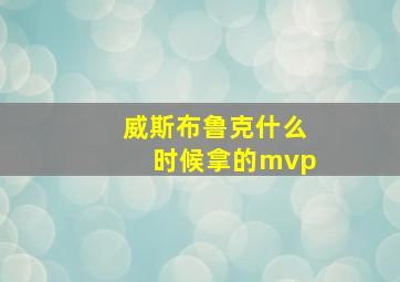 威斯布鲁克什么时候拿的mvp