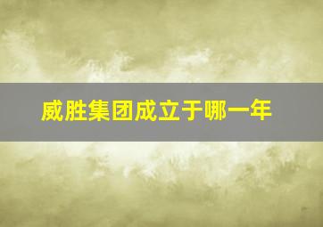 威胜集团成立于哪一年