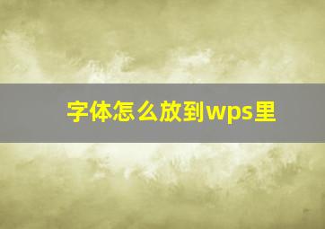 字体怎么放到wps里