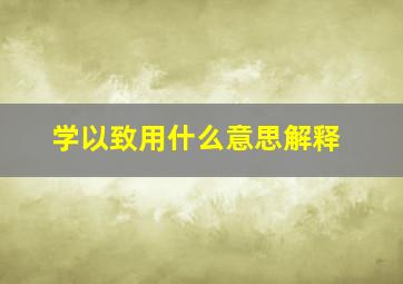 学以致用什么意思解释