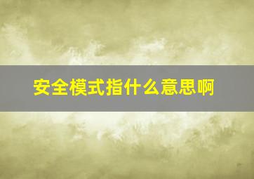 安全模式指什么意思啊