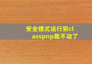 安全模式运行到classpnp就不动了