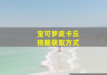 宝可梦皮卡丘技能获取方式