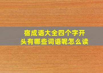 宿成语大全四个字开头有哪些词语呢怎么读