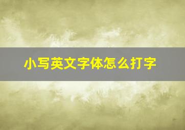 小写英文字体怎么打字