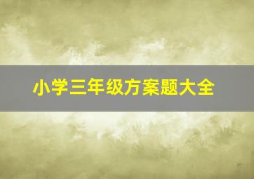 小学三年级方案题大全