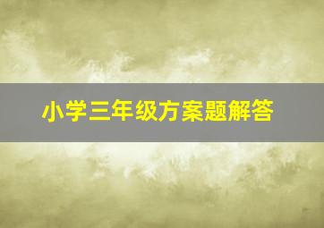 小学三年级方案题解答