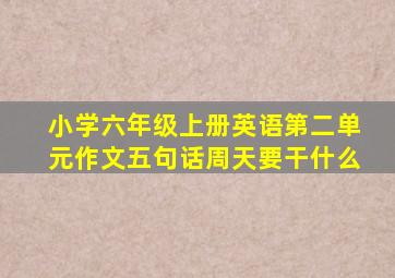 小学六年级上册英语第二单元作文五句话周天要干什么