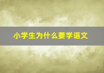 小学生为什么要学语文