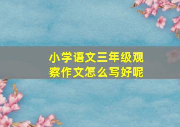 小学语文三年级观察作文怎么写好呢