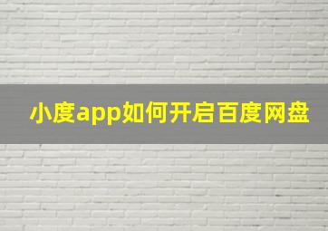 小度app如何开启百度网盘