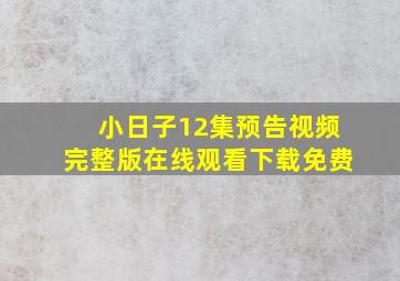 小日子12集预告视频完整版在线观看下载免费