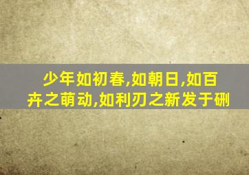 少年如初春,如朝日,如百卉之萌动,如利刃之新发于硎