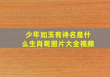 少年如玉有诗名是什么生肖呢图片大全视频