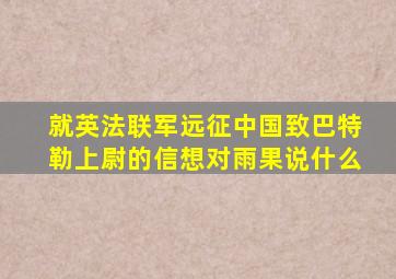 就英法联军远征中国致巴特勒上尉的信想对雨果说什么