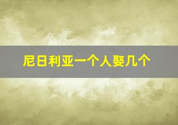 尼日利亚一个人娶几个