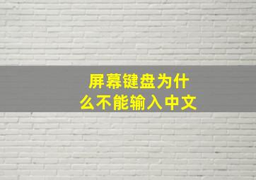 屏幕键盘为什么不能输入中文