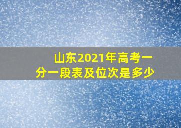 山东2021年高考一分一段表及位次是多少