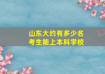 山东大约有多少名考生能上本科学校