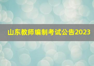 山东教师编制考试公告2023