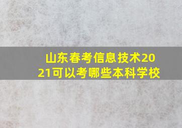 山东春考信息技术2021可以考哪些本科学校