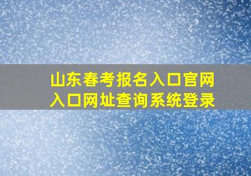 山东春考报名入口官网入口网址查询系统登录