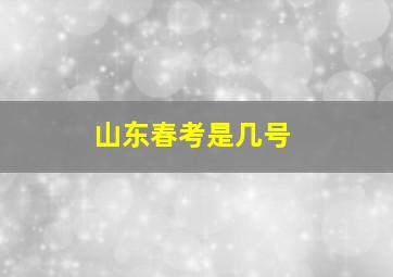 山东春考是几号