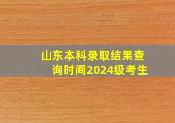 山东本科录取结果查询时间2024级考生