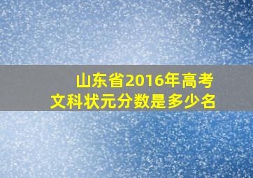 山东省2016年高考文科状元分数是多少名